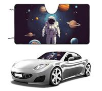 Parasole per parabrezza auto, motivo: astronauta, sistema solare, pianeti, mantiene fresco l'interno dell'auto, 139,7 x 76,2 cm, parasole pieghevole per finestrino anteriore, scudo termico per SUV
