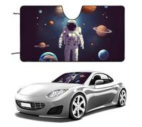 Parasole per parabrezza auto, motivo: astronauta, sistema solare, pianeti, mantiene fresco l'interno dell'auto, 139,7 x 76,2 cm, parasole pieghevole per finestrino anteriore, scudo termico per SUV