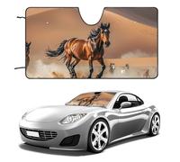 Parasole per parabrezza auto, motivo: cavalli che corrono nel deserto, mantiene fresco l'interno dell'auto, 129,5 x 71,1 cm, parasole pieghevole per finestrino anteriore, scudo termico per SUV, camion