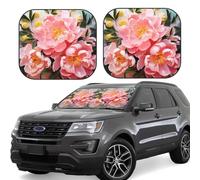 Parasole per parabrezza auto, motivo: fiore di peonia, 2 pezzi, pieghevole, per la maggior parte delle auto, accessori universali per interni del veicolo, blocco parasole per visiera parasole piccolo