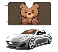 Parasole per parabrezza auto, motivo orso carino, marrone, mantiene fresco l'interno dell'auto, 129,5 x 71,1 cm, parasole pieghevole per finestrino anteriore, scudo termico per SUV, camion, blocca i