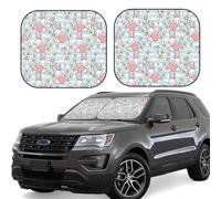 Parasole per parabrezza auto - Ombrellone pieghevole a righe e fiori di coniglio carino per auto, parasole per auto, offre una protezione completa