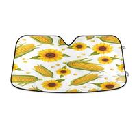 Parasole per parabrezza auto, pannocchie di mais gialle girasole, copertura isolante pieghevole per parabrezza auto, copertura per finestrino anteriore (130 x 59 cm)