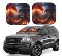 Parasole per parabrezza auto, parasole pieghevole per auto, con drago e cielo di fuoco, offre una protezione completa e mantiene fresco con gli interni dell'auto SUV