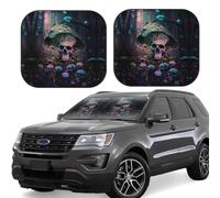 Parasole per parabrezza auto, parasole pieghevole per auto, con teschio di fungo e bosco, offre una protezione completa e mantiene il fresco con gli interni dell'auto e SUV