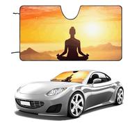 Parasole per parabrezza auto, per meditazione yoga, mantiene fresco l'interno dell'auto, 139,7 x 76,2 cm, parasole pieghevole per finestrino anteriore, scudo termico per SUV, camion, blocca i raggi UV