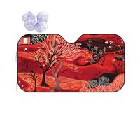 Parasole per Parabrezza Auto Red Abstract Tree Parabrezza Copri Sole Portabile Universale Parasoles Auto per Furgoni SUV Camion 76x140cm