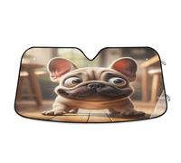 Parasole per parabrezza auto, simpatico e divertente, con bulldog francese, pieghevole, protegge dai raggi UV, accessorio estivo per auto, mantiene il tuo veicolo fresco, 139,7 x 70,1 cm