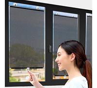 parasole per parabrezza, Automatic Retractable Sunshade, Roller Shades With Suction Cup Blackout PVC Sun Shade Insulation Black 45x125cm