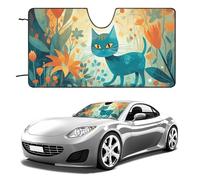 Parasole per parabrezza con gatto e fiore, per auto, berlina, SUV, camion, universale, riflettente, parasole per finestrini anteriori, parasole pieghevole, blocca i raggi UV e mantiene l'interno
