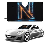 Parasole per parabrezza con lettera N blu, pieghevole, portatile, protegge dai raggi UV, per la maggior parte delle berline, SUV, camion, accessori universali per veicoli, 129,5 x 71,1 cm