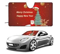 Parasole per parabrezza con scritta "Merry Christmas and Happy New Year", accessori estivi per veicoli, parasole pieghevole per auto, mantiene l'interno fresco, parasole per auto, SUV, camion, 129,5 x