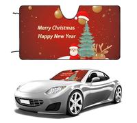 Parasole per parabrezza con scritta "Merry Christmas and Happy New Year", accessori estivi per veicoli, parasole pieghevole per auto, mantiene l'interno fresco, parasole per auto, SUV, camion, 139,7 x
