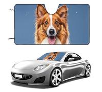 Parasole per parabrezza con simpatico cane Collie, accessori estivi per veicoli, parasole pieghevole per auto, mantiene l'interno fresco, parasole per auto, SUV, camion, 139,7 x 76,2 cm