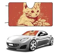 Parasole per parabrezza dell'auto, con gatto sdraiato sulla scatola, mantiene fresco l'interno dell'auto, 129,5 x 71,1 cm, parasole pieghevole per finestrino anteriore, scudo termico per SUV, camion