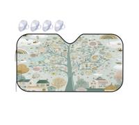 Parasole per parabrezza per auto, camion, furgoni, camper, con albero astratto, scena arcobaleno, città, parasole pieghevole, 140 x 76 cm