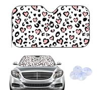 Parasole per parabrezza rosa con cuore leopardato, accessori per auto, gelo, regali per uomini, protezione per finestre, auto, SUV, furgoni, 140 × 70 cm
