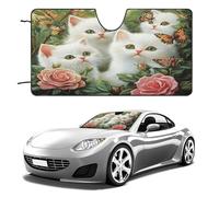 Parasole pieghevole per auto con gattini e farfalle bianche, blocca i raggi UV, accessori per interni auto