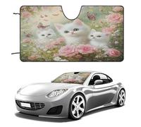 Parasole pieghevole per auto con gattini e farfalle bianche, blocca i raggi UV, accessori per interni auto