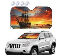 Parasole pieghevole per parabrezza auto, parasole per finestrino anteriore dell'auto, blocca la nave pirata al tramonto, parasole per SUV, mantiene fresco il tuo veicolo