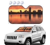 Parasole pieghevole per parabrezza auto, parasole per finestrino anteriore dell'auto, parasole per auto, blocchi Boston Charles River City Skyline Sunset parasole SUV parabrezza anteriore mantiene il
