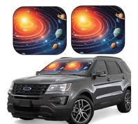 Parasole pieghevole per parabrezza auto, sistema solare galassia, protezione dai raggi UV e dal calore, 2 pezzi