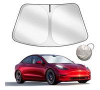 Parasole progettato per Tesla Model 3 Y 2019-2025, parabrezza anteriore, doppio strato di tessuto per bloccare la luce, parasole pieghevole con borsa di stoccaggio,accessori per Tesla Model 3/Y