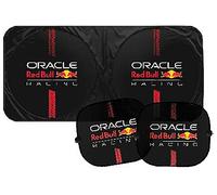 Red Bull Set parasole e coppia tendine laterali Powerbar Nero/Rosso per auto, protettivo, resistente e facile da installare, Dimensioni Parasole 147 cm x 70 cm, Dimensioni tendine 38 cm x 43 cm