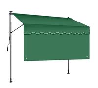 Parasole regolabile per balcone, con telaio telescopico, tessuto resistente ai raggi UV, facile installazione, verde e nero, lunghezza 2 m