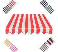 Parasole retrattile impermeabile per porte e finestre, 7 m x 2 m, tessuto a righe rosse per esterni, tenda di ricambio per uso sul mercato, protezione UV e facile installazione