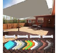 Parasole rettangolare impermeabile 5 x 8 m, protezione UV al 98%, per giardino, balcone e patio, disponibile in diverse misure, con corde di tensione, colore tortora