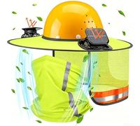 Parasole rigido con doppia ventola, visiera solare e ricaricabile tramite USB, con mantello in rete staccabile e ghetta per il collo, per lavori all'aperto, costruzione, giardinaggio, giallo (giallo)