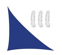 Parasole triangolare con protezione UV, impermeabile, per patio e giardino, include corde regolabili, blu, 5 x 5 x 7,1 m, perfetto per la protezione solare estiva