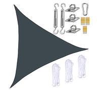 Parasole triangolare impermeabile con kit di montaggio, 160 g/m², tessuto resistente alle intemperie, protezione UV 90%, ideale per giardino, prato, balcone, piscina, 4 x 4 x 4 m, grigio