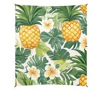 Parasole tropicale con ananas dorato giallo verde foglie di palma fiore spiaggia cabana protezione UPF50+ leggero grande parasole include pala di sabbia, sacchi di sabbia, pali di stabilità per