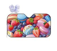 Parasoles Auto Red Strawberries And Macarons Parabrezza Copri Sole Universale con Ventose Parasole per Parabrezza Auto per Furgoni SUV Camion 70x130cm
