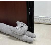 Paraspifferi Decorativo sottoPorta 90 cm Paravento per Porte e finestre, Paraspifferi appesantito per bloccare Il Rumore sul Fondo della Porta,fermaporta in tessuto (Grigio, gatto（90 cm）)