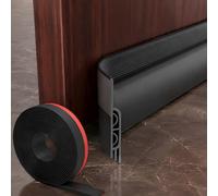 Paraspifferi per la parte inferiore delle porte, striscia paraspifferi autoadesiva, con striscia di spazzole in silicone, paraspifferi sotto la porta, per insonorizzazione e isolamento (nero, 78