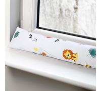 Paraspifferi porta isolante 90 cm - Salsicciotto sottoporta e finestra antivento decorativo Ideale per ingresso casa finestre e cuscino per cameretta bambini Cotone Safari