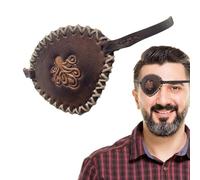 Paraspigoli da pirata, in pelle PU marrone retrò, con teschio e osso in