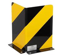 Paraspigoli in lamiera | Per parcheggio e magazzini | Colore: nero e giallo | Dimensioni: 20 x 20 x 3 cm | Spessore: 3 mm | Altezza: 40 cm | 1 pezzo