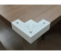 Paraspigoli in metallo bianco, 8,4 x 8,4 x 2,5 cm, decorazione in legno, 4 pezzi, per porte scorrevoli, angoli da tavolo, in lega di zinco, antiruggine, staffa con vite