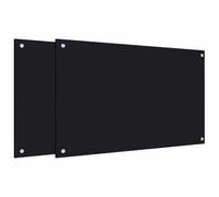 Paraspruzzi da cucina, 2 pezzi, nero, 80 x 50 cm, vetro temperato da 6 mm, paraspruzzi, facile da pulire, con accessori di montaggio, per cucinare, arrostire e casa