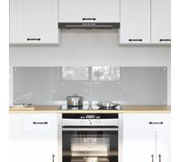 Paraspruzzi da cucina, set da 2 pezzi, grigio chiaro, 80 x 40 cm, in vetro di sicurezza temprato, paraspruzzi con resistenza al calore fino a 240 gradi, per cucine moderne