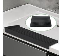 Paraspruzzi impermeabile per lavello da cucina, 76,2 x 10,2 cm, in silicone, protezione per bordo con EAS, resistente agli schizzi d'acqua, colore nero