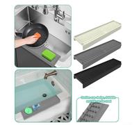 Paraspruzzi in silicone per lavello cucina e bagno, riutilizzabile, facile da pulire, lavabile in lavastoviglie, per mantenere asciutto il piano di lavoro, 50,8 x 19,3 cm (grigio)