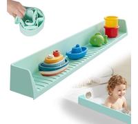 Paraspruzzi in silicone per vasca da bagno con ventose, 80 x 11,5 x 9,7 cm, ripiano per bordo della vasca da bagno, protezione per la doccia, impedisce le fuoriuscite (verde)