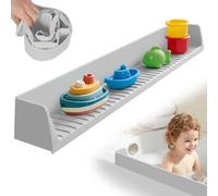 Paraspruzzi in silicone per vasca da bagno con ventose, 80 x 11,5 x 9,7 cm, ripiano per bordo vasca da bagno, protezione doccia per mantenere l'acqua nella doccia, impedisce le fuoriuscite (grigio)