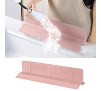 Paraspruzzi in silicone ultra da 46 cm, autodrenante, per lavello e isola di cucina, con bordo da 9 cm e 6 ventose, rosa