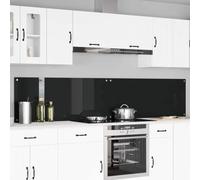 Paraspruzzi per cucina, 2 pezzi, nero, 120 x 50 cm, vetro temperato | Vetro ESG, resistente al calore fino a 240 gradi, quattro fori, superficie facile da pulire, design moderno